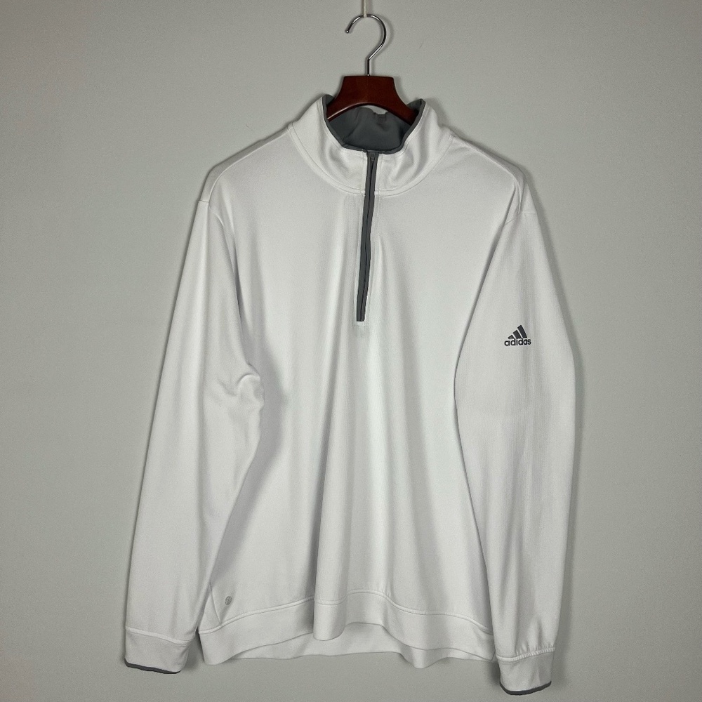 Adidas Men’s White Quarter-Zip Performance Pullover